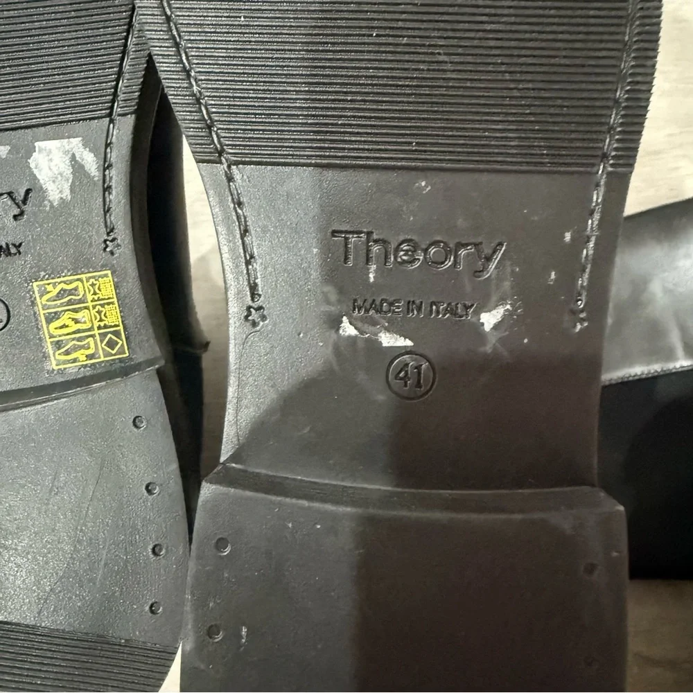 Theory Boots Knee-High Pull-On in Black Leather